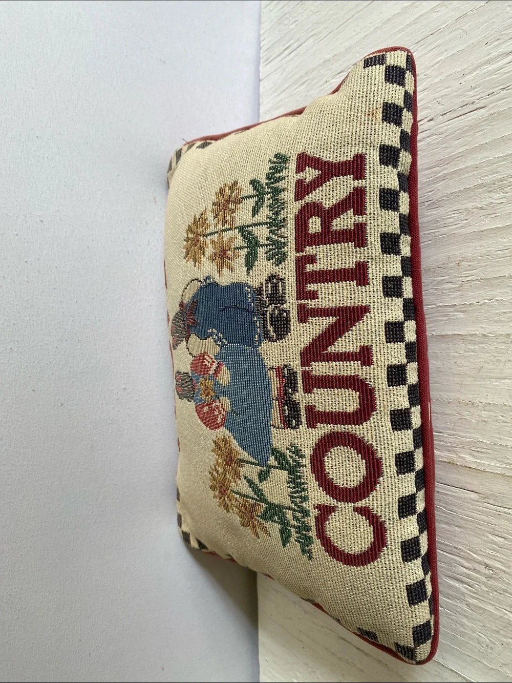 I Love Country Bunny Tapestry Pillow - Cream, Red, Blue